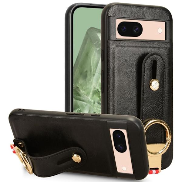 Google Pixel 8a Case with Strap and Ring Holder - Black