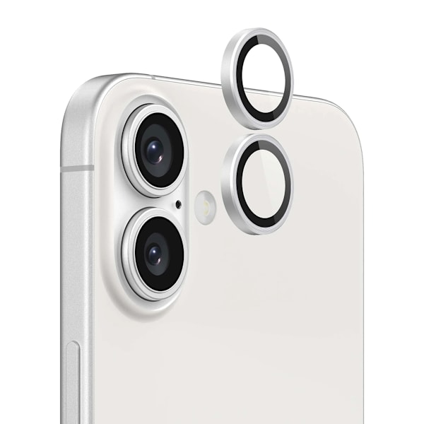 iPhone 16 and 16 Plus Camera Lens with Metal Frame - White