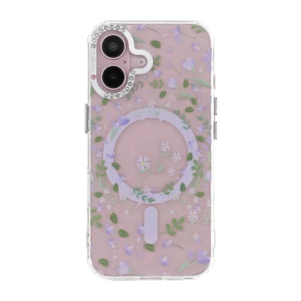 Blommigt Skal med Magsafe för iPhone 17 - Lavender