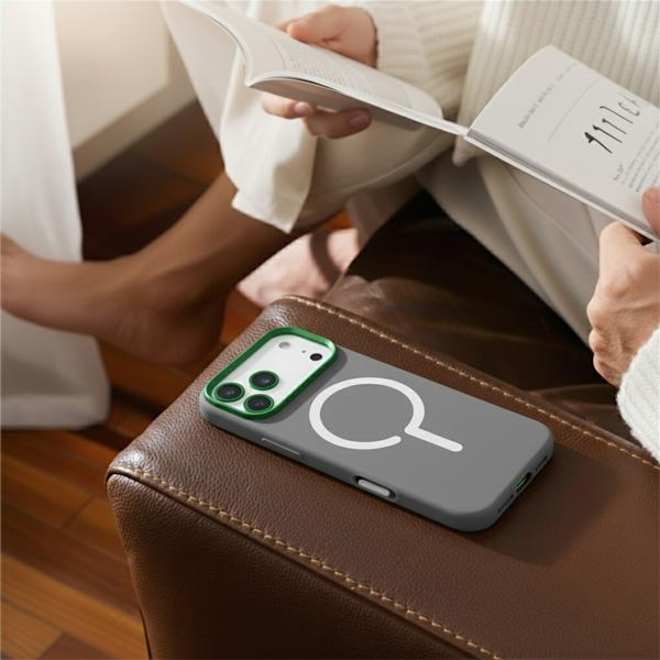 Mobile Case Silicone with Camera Metal Frame for iPhone 17 Pro - Gray