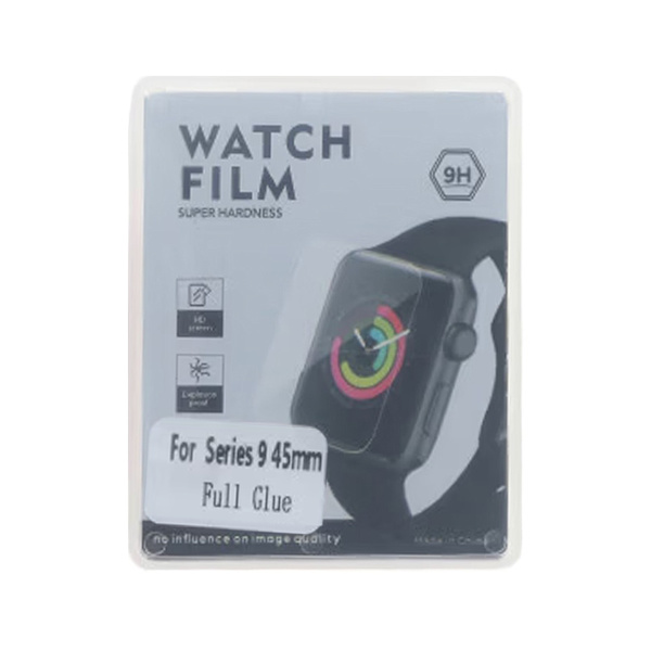 Screen Protector Apple Watch Series 9 45mm Full Coverage Tempered Glass - Black
