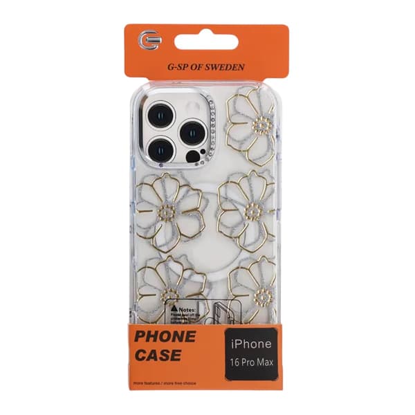 Skal Magsafe till iPhone 16 Pro Max - Transparent med blommor