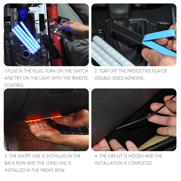 SiGN Ljudstyrd LED-slinga för Bilen, RGB 4x12