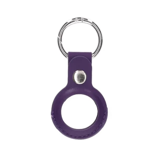 Airtag Case PU Leather Keychain - Dark Purple