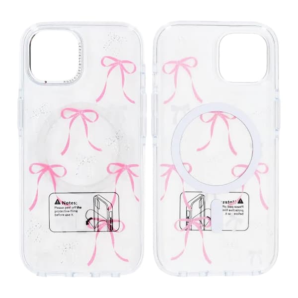 Mobile case Magsafe for iPhone 15 - Transparent with bow