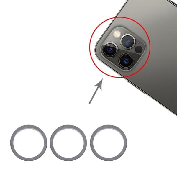 Original iPhone 12 Pro Max Kameraring (3-pack) - Grå