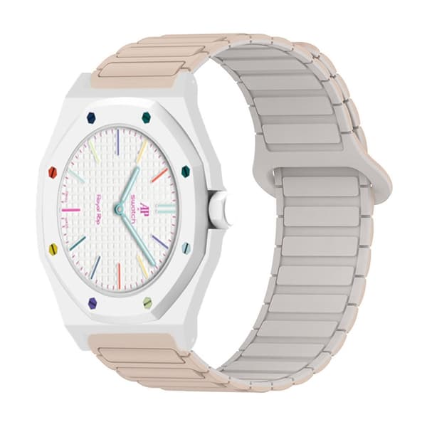 Swatch Royal Pop Silicone Watch Strap with Case - Beige/White
