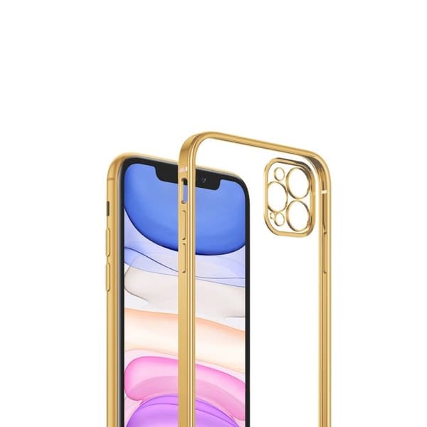iPhone 12 Pro Max Tunn Transparent Ram Skal Hög kvalité - Guld Svart