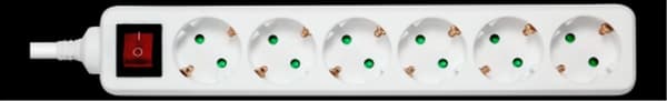 Deltaco Grounded power outlet with switch, 6xCEE 7/3, 1xCEE 7/7, childproof, 5m - White