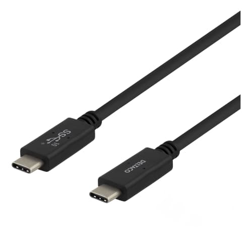 Deltaco Cable USB-C for USB-C 100W, 0,5 m - Black