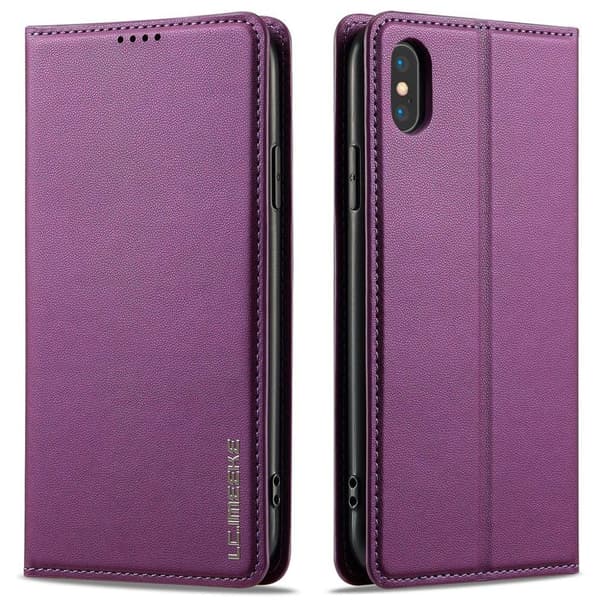 LC.IMEEKE iPhone XS Max Wallet Cover with Stand – Purple