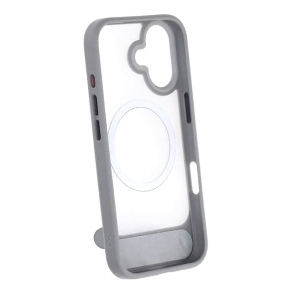 Black Feather Inclined Bracket Magnetic Case - iPhone 17 Gray