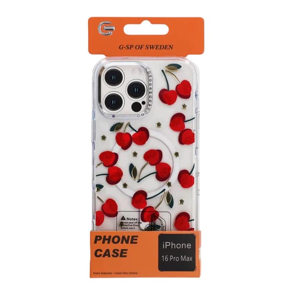 Case Magsafe for iPhone 16 Pro Max - Transparent with cherry