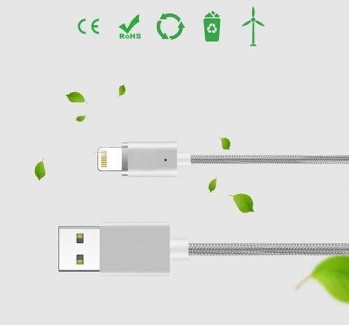 SiGN Magnetkabel Lightning 2.4A 1 m - Silver Svart