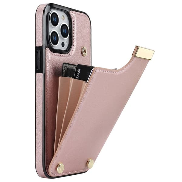 iPhone 13 Pro Case with card holder - Rose Gold