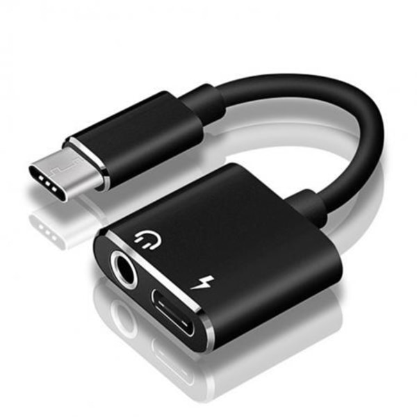 Adapter USB-C - 3,5mm - USB-C Ladda & Lyssna - Svart