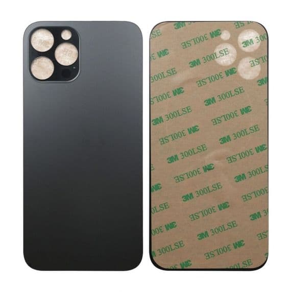 iPhone 12 Pro Baksida Glas med Självhäftande tejp - Svart Svart