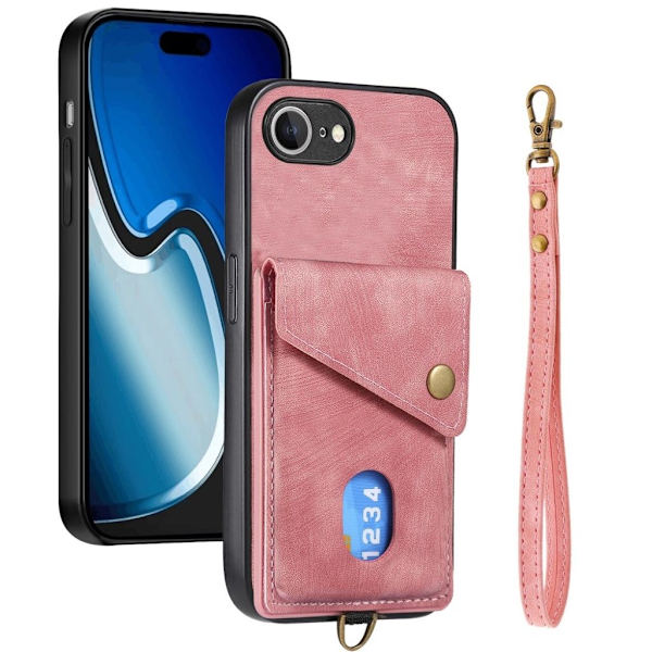 iPhone 17e/16e Case with Card Holder - Pink