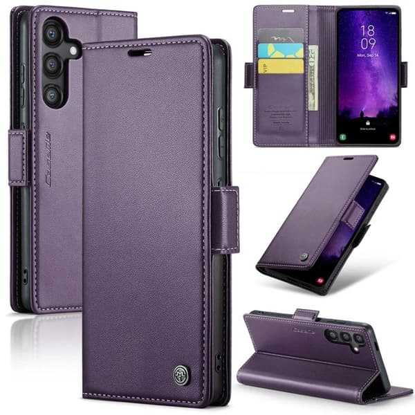 CASEME Samsung Galaxy S24 FE RFID blocking Wallet Cover - Purple