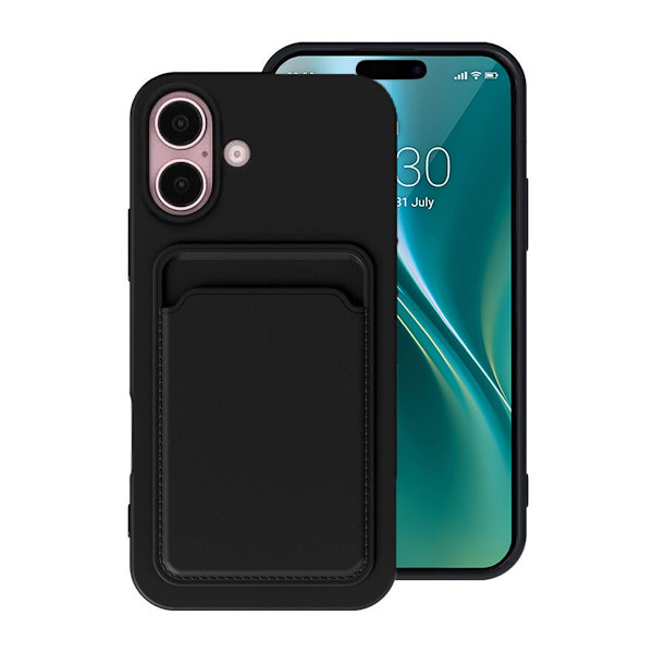 Silicone Case with Card Holder iPhone 16 Plus - Black