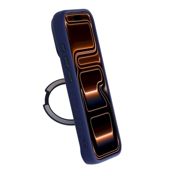 360° Rotatable Kickstand Rhinestone Magnetic Phone Case For iPhone 17 Pro/18 Pro Blue