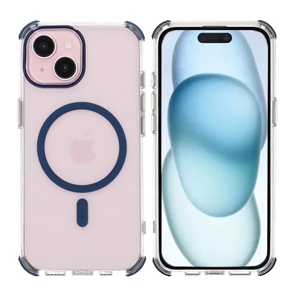 Rvelon Four-corner anti-falling magnetic suction Case For iPhone 15 Blue