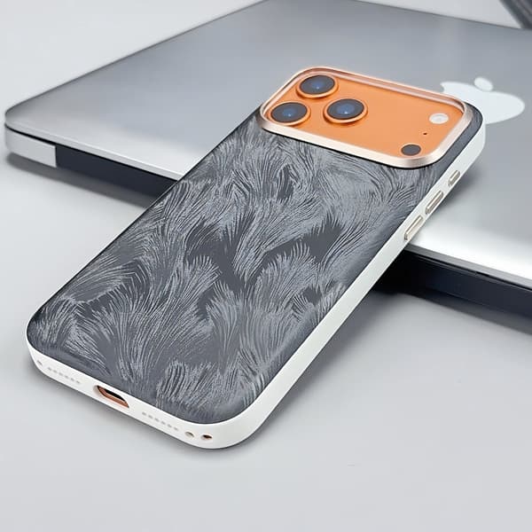Plume Textured Vegan-Leather Magnetic Case For iPhone 17 Pro Max/18 Pro Max Black