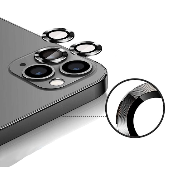 iPhone 12 Pro Max Linsskydd med Metallram - Grå (3-pack)
