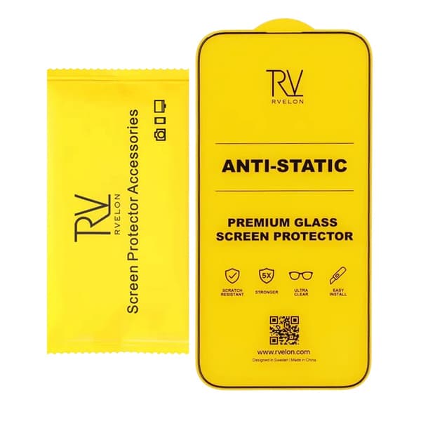 Rvelon Screen Protector iPhone 14 Pro Max Tempered Glass 2.5D Black - bulk