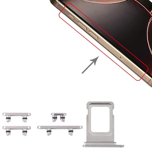 Buttons and SIM Card Holder for iPhone 16 Pro and 16 Pro Max - White
