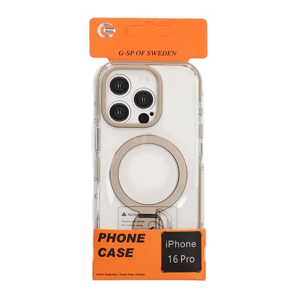 Magsafe Case for iPhone 16 Pro - Transparent purple with ring stand