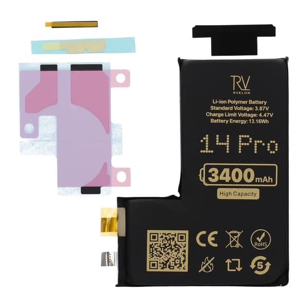 Rvelon Batteri till iPhone 14 Pro 3400mAh utan Flexkabel