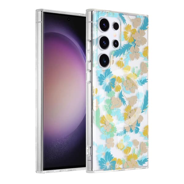Case Magnet for Samsung Galaxy S23 Ultra - Flowers Turquoise