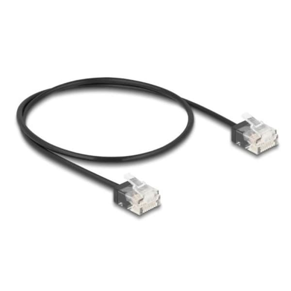 Delock RJ45 Network Cable Cat.6 UTP Ultra Slim with Short Plugs, 0.5 m - Black