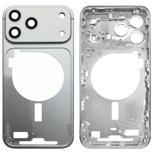 iPhone 17 Pro Max Middle Frame with Camera Lens Cover - Silver