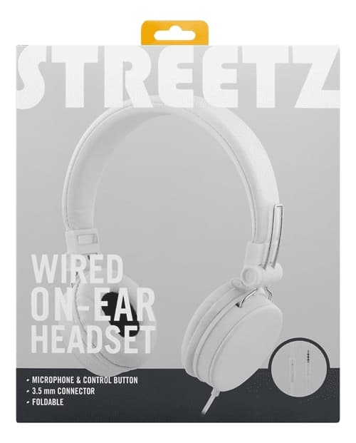Original STREETZ Hörlurar med Mikrofon, 3.5mm - Vit Svart