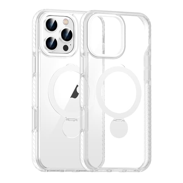 Magsafe Case for iPhone 16 Pro - Transparent white with ring stand