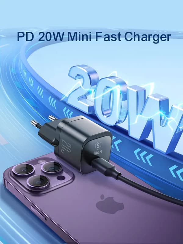 SiGN PD 20W USB-C Mini Laddare - Svart