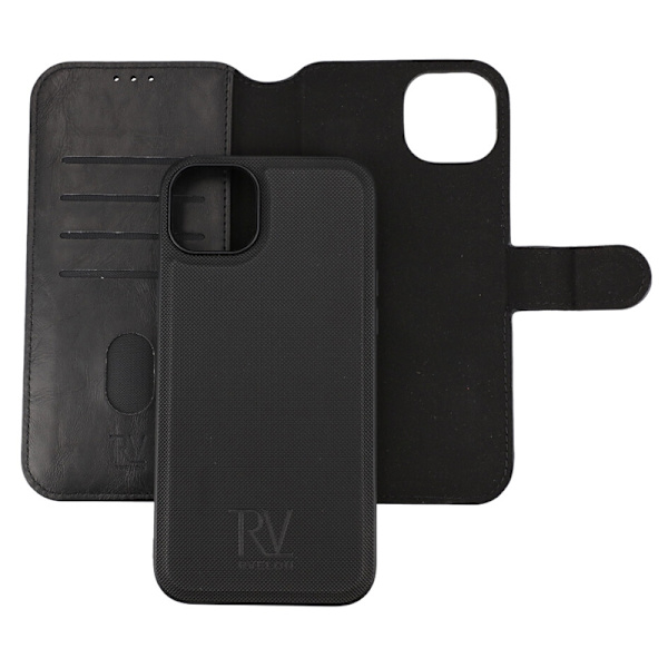 iPhone 15 Plus Plånboksfodral Magnet Rvelon - Svart