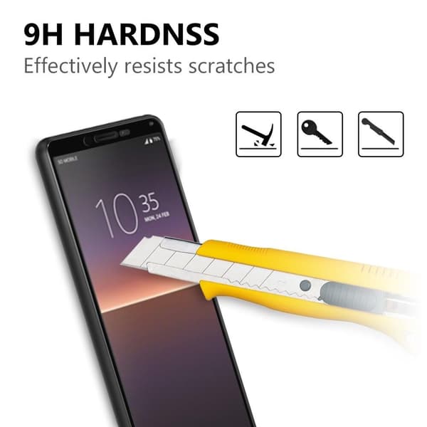 Heltäckande Skärmskydd Härdat Glas för Sony Xperia 10 II Svart