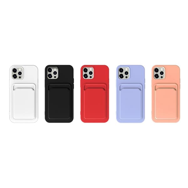 iPhone 14 Pro Silikonskal med Korthållare - Rosa