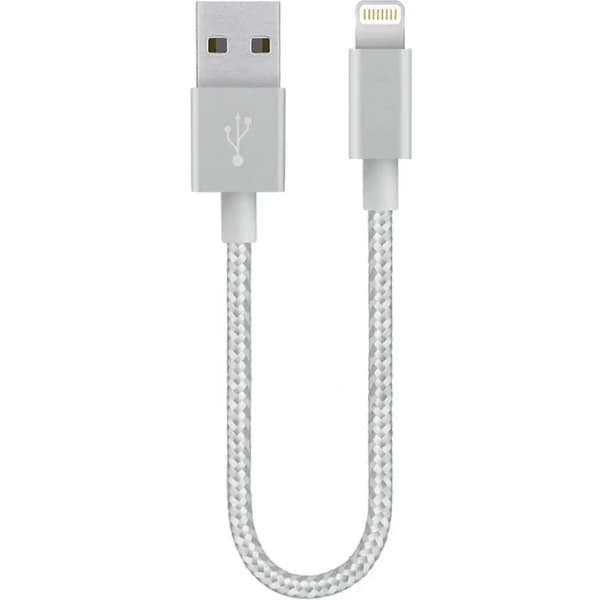 SiGN USB kabel med Lightning 2.4A, 12W för iPhone, 25cm - Silver Svart