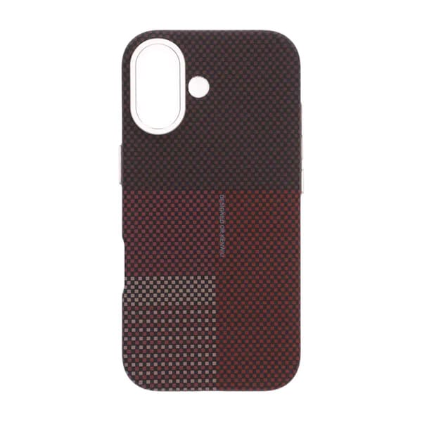 Aramid Fiber Phone Case for iPhone 17 - Red with Grid