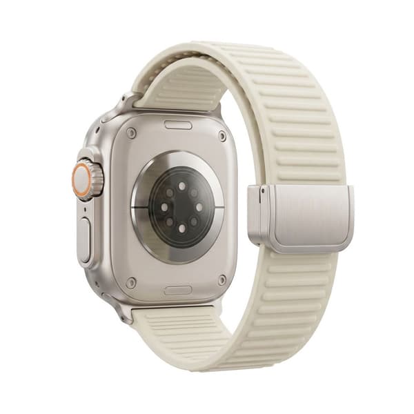 Apple Watch 49/46/44/42mm Silicone Watch Strap Magnetic Clasp - White