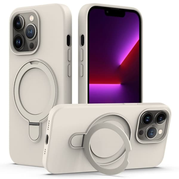iPhone 13 Pro Max MagSafe Case with Stand and Ring Holder - Antique White