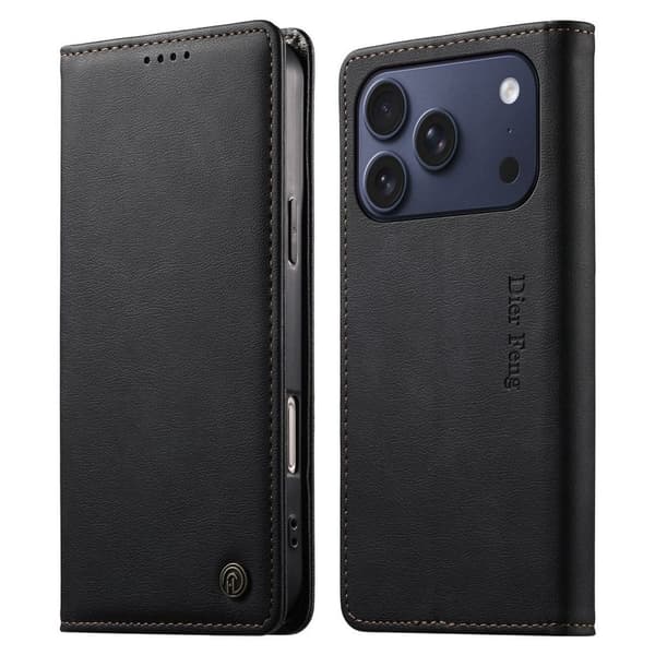 DIERFENG iPhone 18 Pro/17 Pro Wallet Cover RFID Blocking - Black