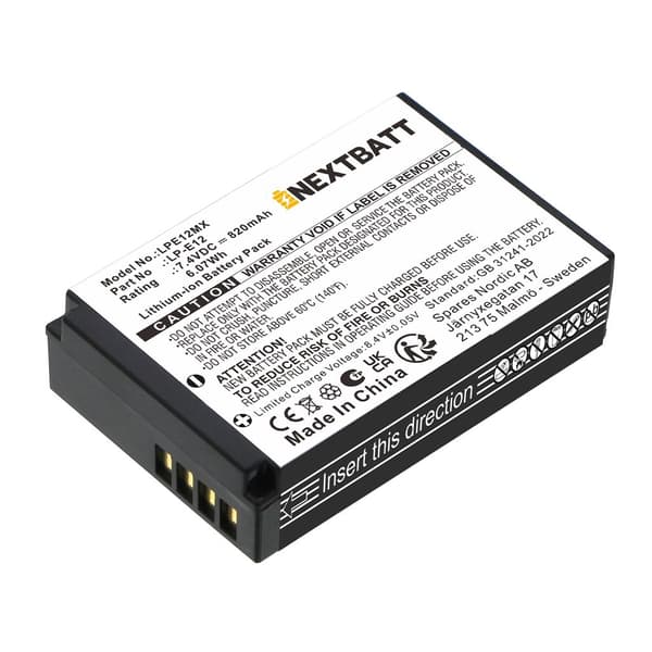 Battery for Battery for Canon LP-E12, EOS M etc. 820mAh, 7.4V