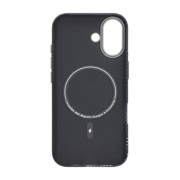Aramid Fiber Phone Case for iPhone 17 - Blue with Grid