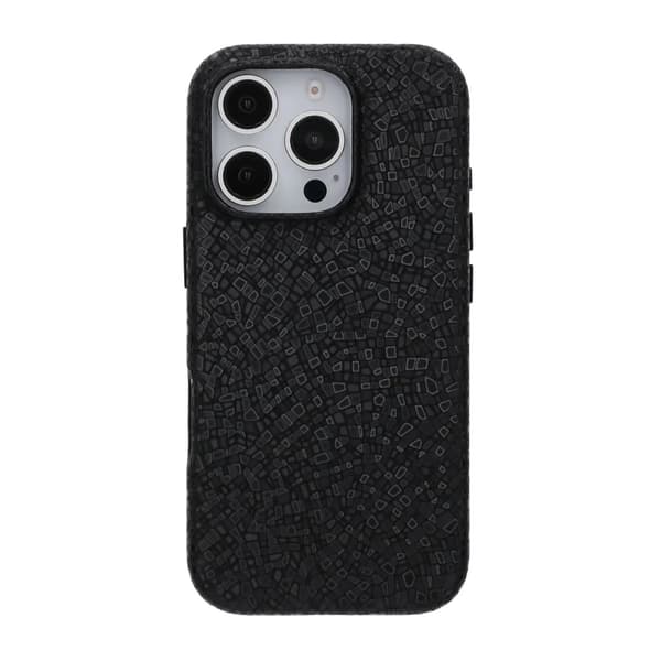 Crystal Grain Full Wrap Magnetic PU Leather Case For iPhone 16 Pro Black