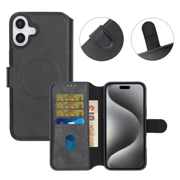 iPhone 16 Plus Plånboksfodral Rvelon - Svart